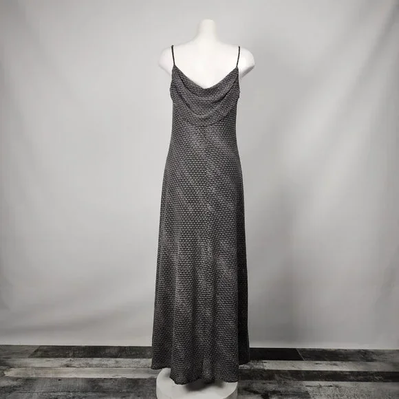 Black & Silver Long Gown Dress Size M - Picture 6 of 11